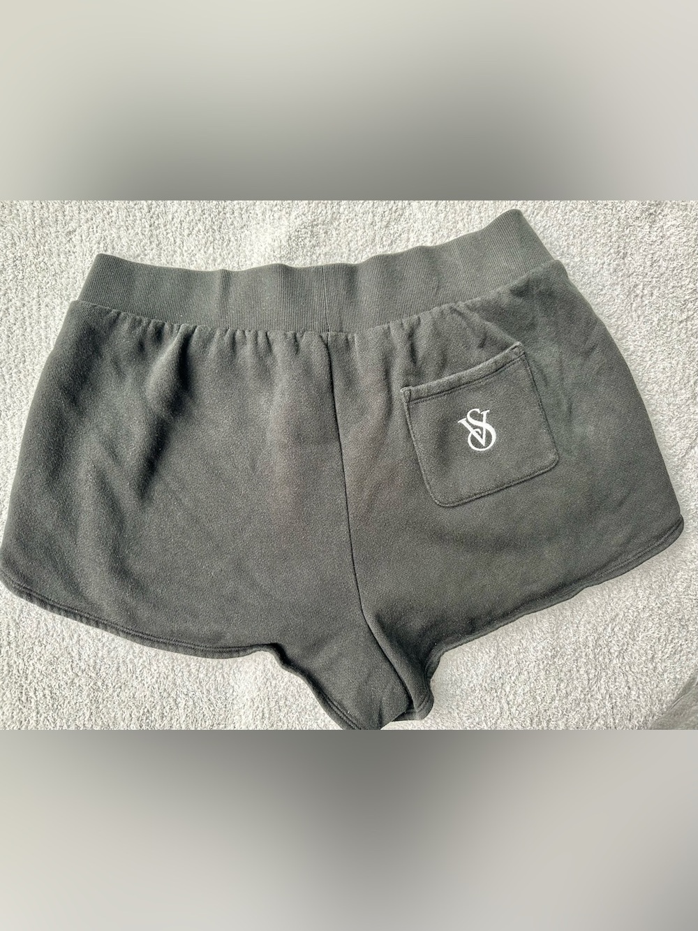 Victoria's Secret Black Cozy Lounge Shorts with VS Pocket Logo